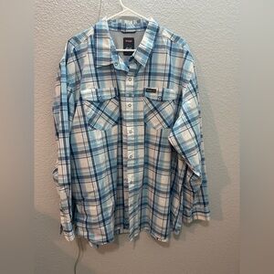 Wrangler Outdoor  Blue Plaid Button-Up Shirt